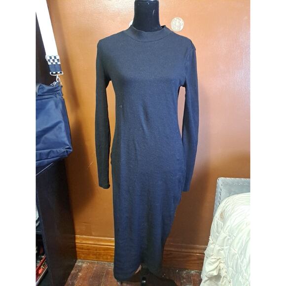 Shein Women's Essence Solid Bodycon Knit Dress Black Size L Stretch T - Picture 1 of 8
